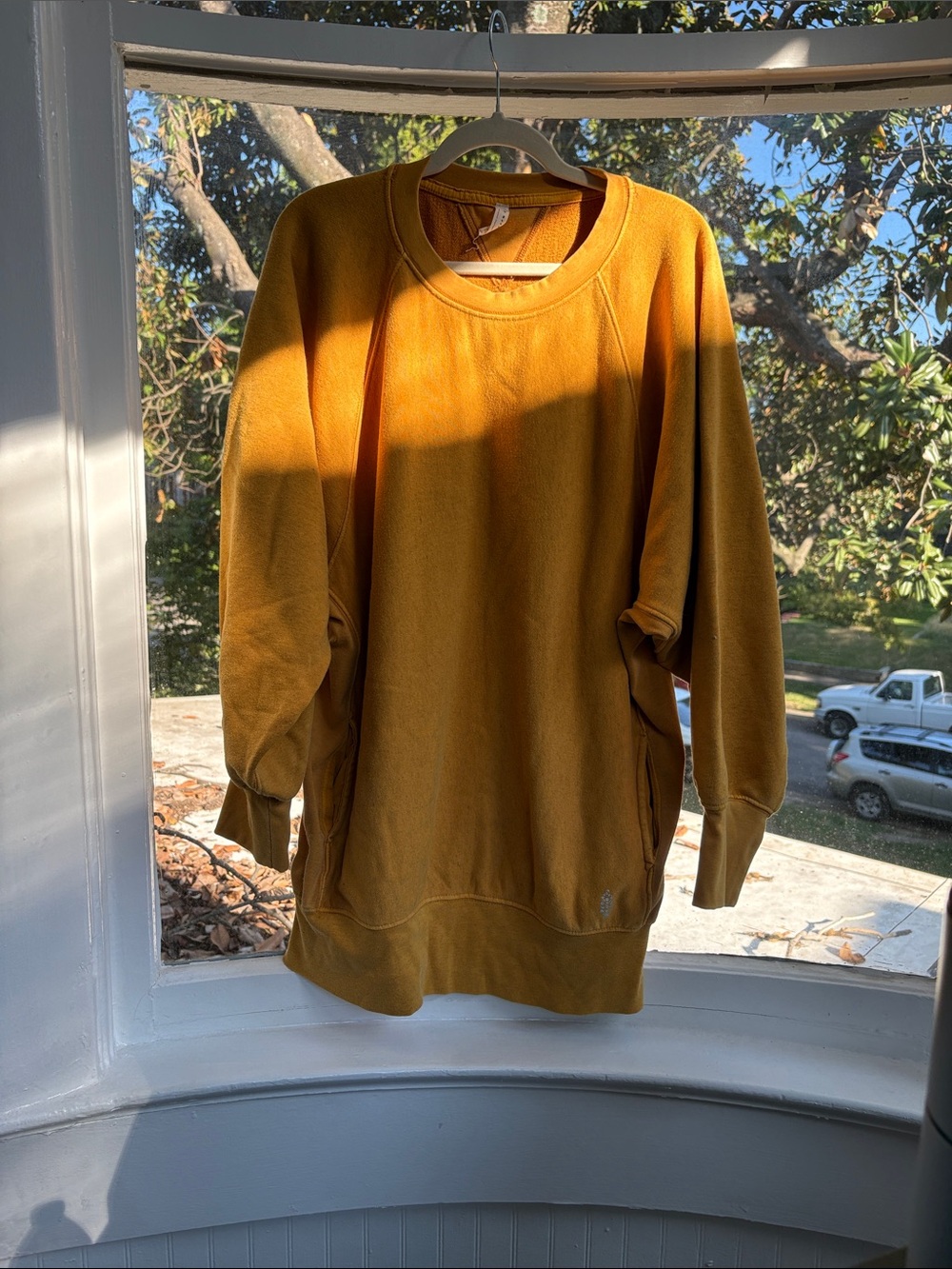 Free People Crewneck Sweatshirt in Mustard Yellow